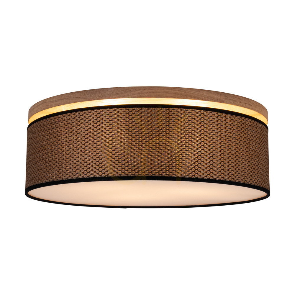 Utsikt Mercedes taklampa, oljad ek, brun-svart-guldfärgad lampskärm, 3xE27, Ø48 cm Mercedes taklampa, oljad ek, brun-svart-guldfärgad lampskärm, 3xE27, Ø48 cm