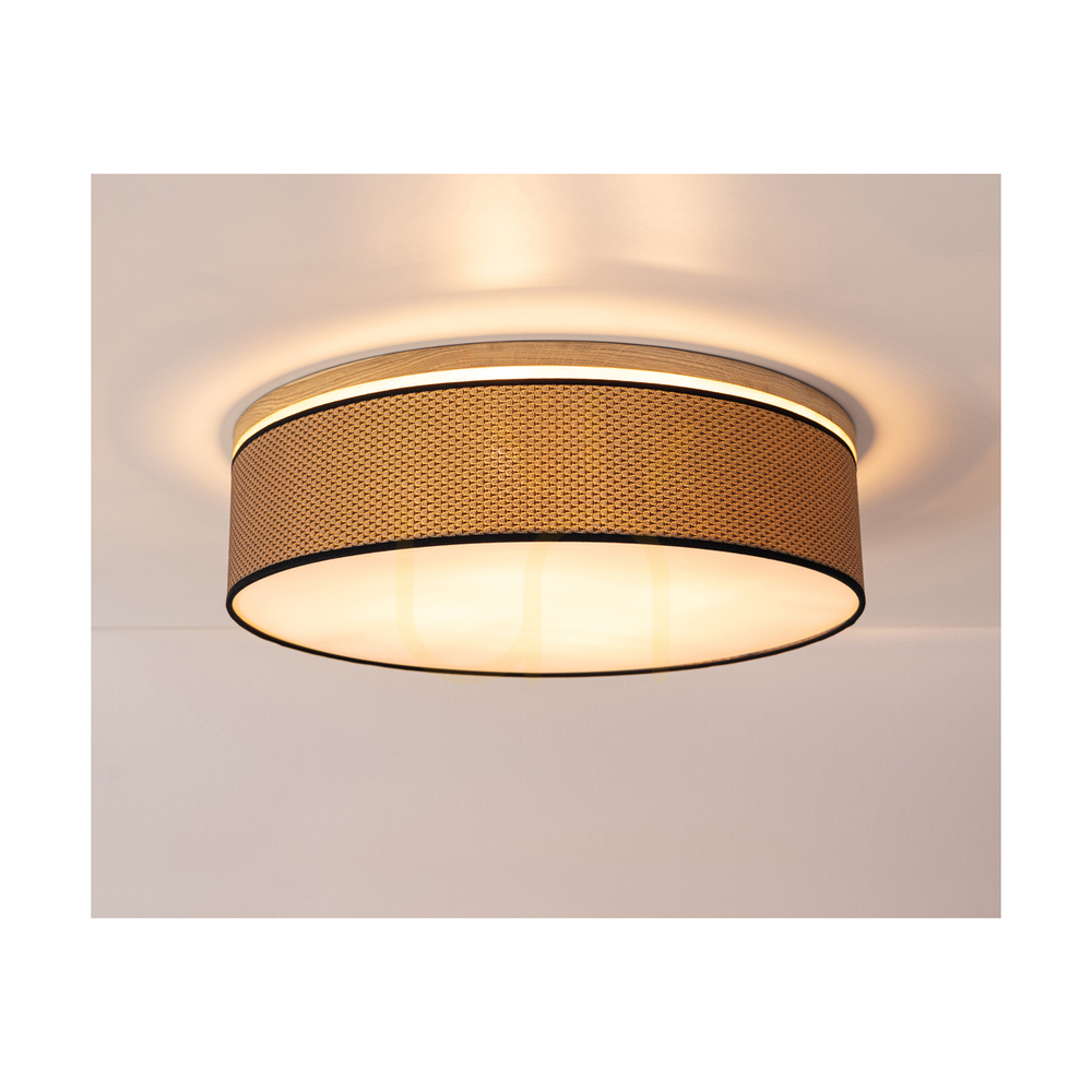 Display Mercedes taklampa, oljad ek, brun-svart-guldfärgad lampskärm, 3xE27, Ø48 cm Mercedes taklampa, oljad ek, brun-svart-guldfärgad lampskärm, 3xE27, Ø48 cm