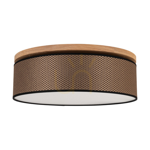 Kontrollera Mercedes taklampa, oljad ek, brun-svart-guldfärgad lampskärm, 3xE27, Ø48 cm