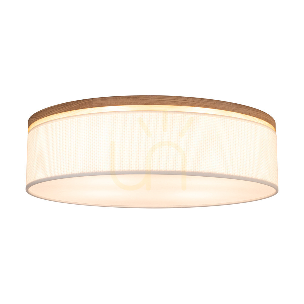 Utsikt Mercedes taklampa, oljad ek, vit lampskärm, 4xE27, Ø58 cm Mercedes taklampa, oljad ek, vit lampskärm, 4xE27, Ø58 cm