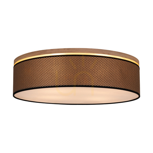 Kontrollera Brinova Mercedes taklampa, oljad ek, brun-svart-guldfärgad skärm, 4×E27, Ø58 cm
