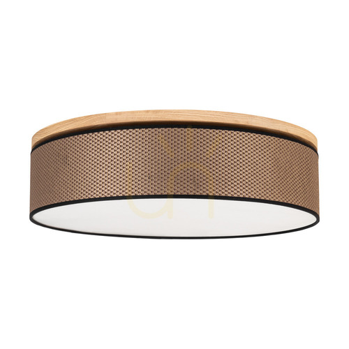 Kontrollera Mercedes taklampa, oljad ek, brun-svart-guldfärgad lampskärm, 4xE27, Ø58 cm
