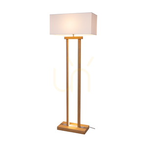 Hakon golvlampa, oljad ek/matt nickel, vit lampskärm, 1xE27 + 2xLED 40 W, 56 cm small 1