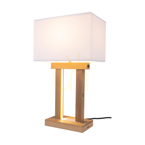 Hakon bordslampa, oljad ek/matt nickel, vit lampskärm, 1xE27 + 2xLED 40 W, 35 cm small 1