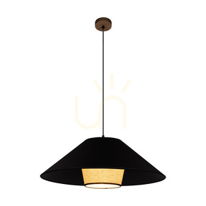 Amigo taklampa, oljad ek, beige/svart skärm, 1xE27, Ø70 cm small 1