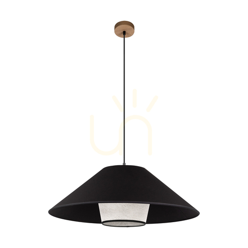 Kontrollera Amigo taklampa, oljad ek, beige/svart skärm, 1xE27, Ø70 cm