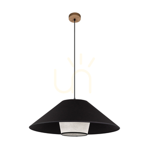 Amigo taklampa, oljad ek, beige/svart skärm, 1xE27, Ø70 cm small 0