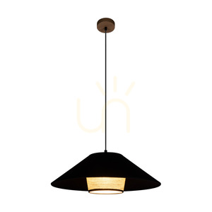 Amigo taklampa, oljad ek, beige/svart skärm, 1xE27, Ø50 cm small 1