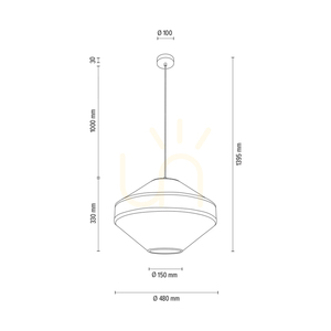 Amigo taklampa, oljad ek, beige skärm, 1xE27, Ø48 cm small 3