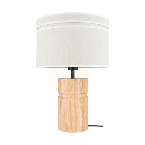Kontrollera Palo bordslampa, oljad ek/svart, beige lampskärm, 1xE27, Ø35 cm