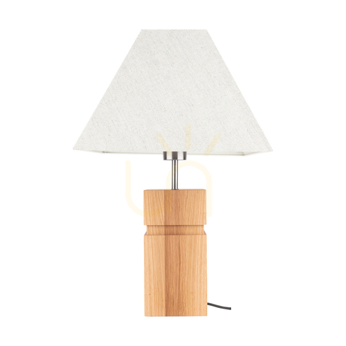 Kontrollera Forte bordslampa, oljad ek/matt nickel, beige lampskärm, 1xE27, 35 cm