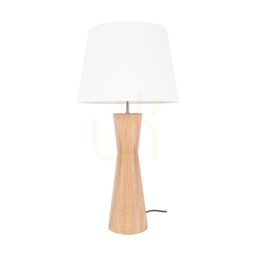 Kontrollera Azalea bordslampa, oljad ek/matt nickel, vit lampskärm, 1xE27, Ø30 cm