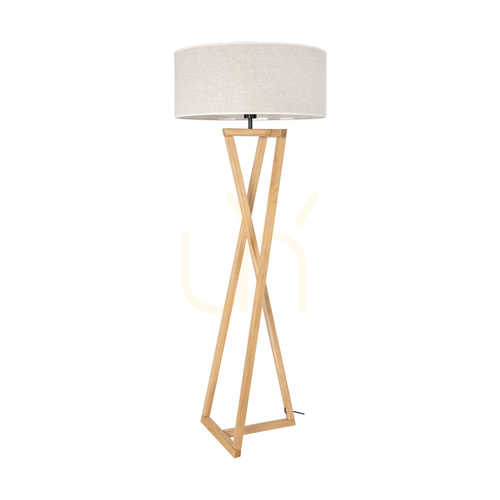 Kontrollera Clessidra golvlampa, oljad ek/matt nickel, beige lampskärm, 1xE27, Ø58 cm