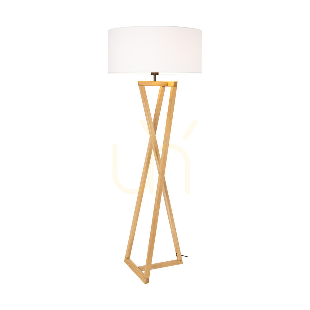 Utsikt Clessidra golvlampa, oljad ek/matt nickel, vit lampskärm, 1xE27, Ø58 cm Clessidra golvlampa, oljad ek/matt nickel, vit lampskärm, 1xE27, Ø58 cm