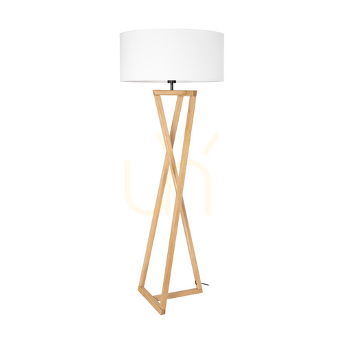 Kontrollera Clessidra golvlampa, oljad ek/matt nickel, vit lampskärm, 1xE27, Ø58 cm