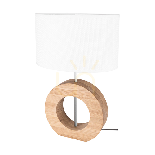 Kontrollera Logan bordslampa, oljad ek/matt nickel, vit lampskärm, 1xE27, 36 cm
