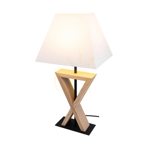 Brinova LOGAN bordslampa, oljad ek och svart, vit skärm, 1×E27, höjd 58,5 cm small 1