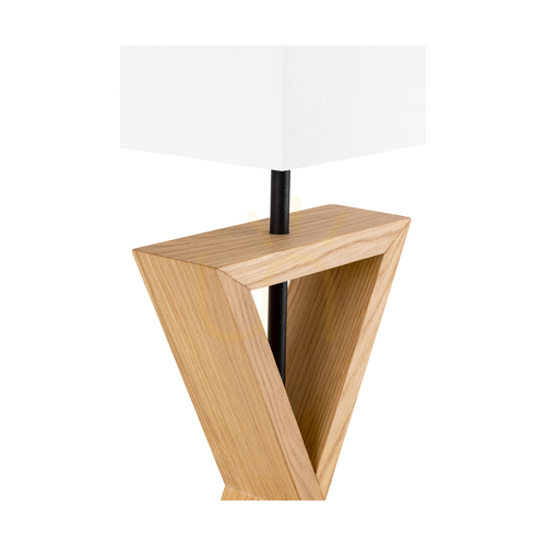 Kontrollera Brinova LOGAN bordslampa, oljad ek och svart, vit skärm, 1×E27, höjd 58,5 cm