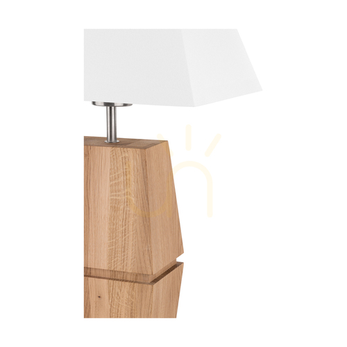 Kontrollera Brinova LOGAN bordslampa, oljad ek och matt nickel, vit skärm, E27, höjd 57,5 cm