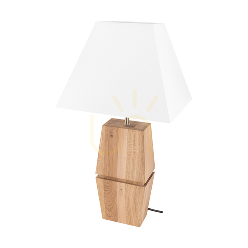 Kontrollera Logan bordslampa, oljad ek/matt nickel, vit lampskärm, 1xE27, 30 cm