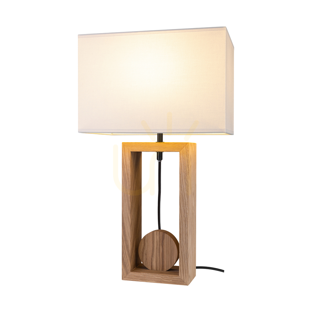Utsikt Logan bordslampa, oljad ek/svart, vit lampskärm, 1xE27, 30 cm Logan bordslampa, oljad ek/svart, vit lampskärm, 1xE27, 30 cm