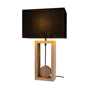 Logan bordslampa, oljad ek/svart, svart lampskärm, 1xE27, 30 cm small 1