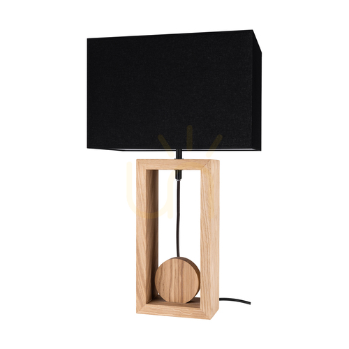 Kontrollera Logan bordslampa, oljad ek/svart, svart lampskärm, 1xE27, 30 cm