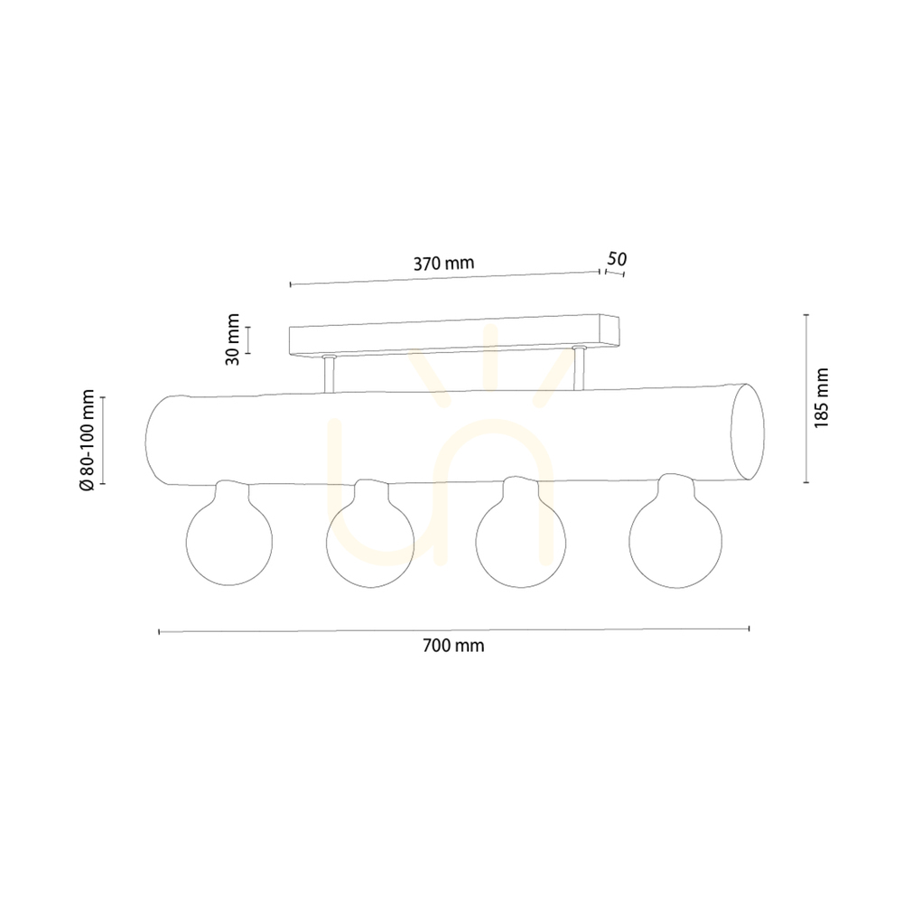 Utsikt Core taklampa, valnöt/svart, 4xE27, 70 cm Core taklampa, valnöt/svart, 4xE27, 70 cm
