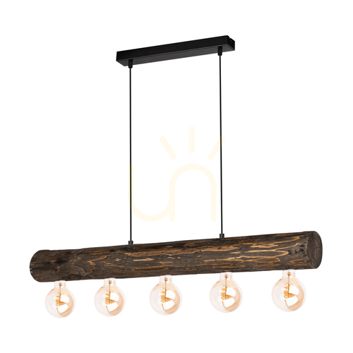 Kontrollera Core taklampa, valnöt/svart, 5xE27, 90 cm