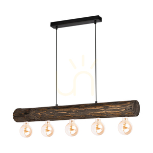 Core taklampa, valnöt/svart, 5xE27, 90 cm small 0