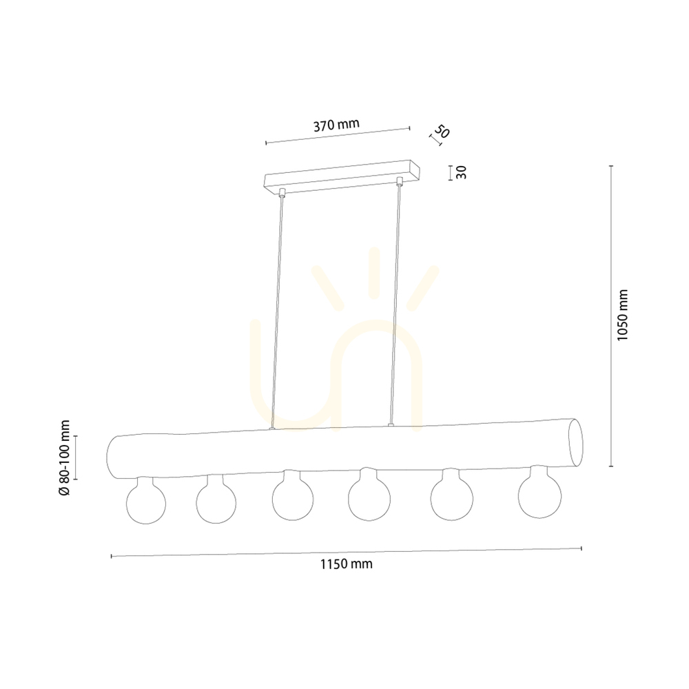 Utsikt Core taklampa, brun/svart, 6xE27, 115 cm Core taklampa, brun/svart, 6xE27, 115 cm