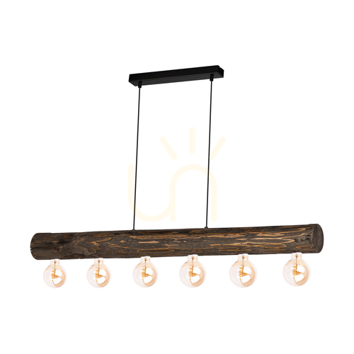 Kontrollera Core taklampa, valnöt/svart, 6xE27, 115 cm