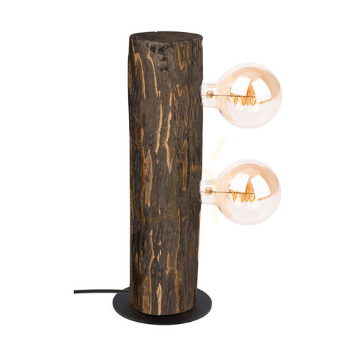 Kontrollera Core bordslampa, valnöt/svart, 2xE27, Ø15 cm