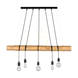 Brinova Hikari pendellampa i furu, brun/svart, 5×E27, 115 cm small 0
