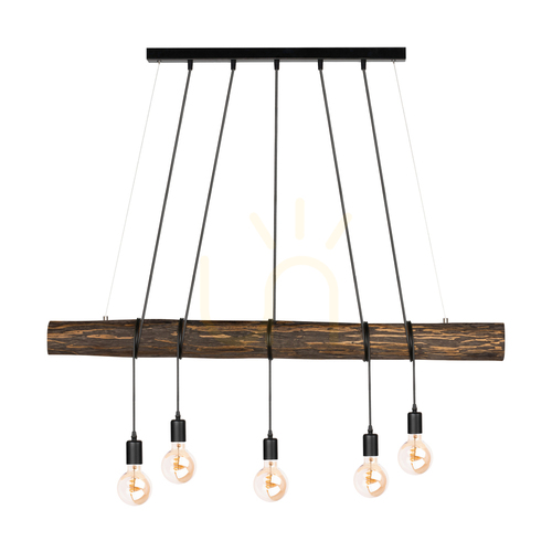 Kontrollera Hikari taklampa, valnöt/svart, 5xE27, 115 cm
