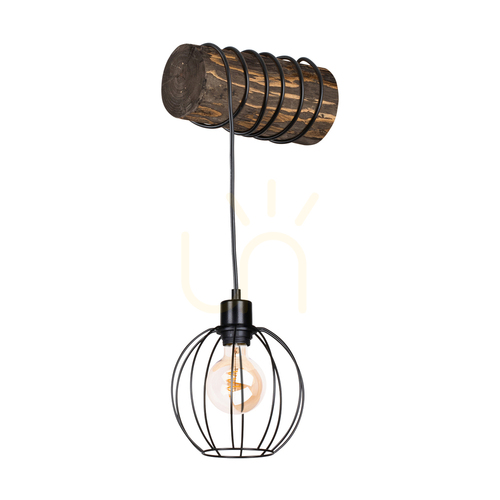 Kontrollera Lumo vägglampa, valnöt/svart, 1xE27, 27 cm