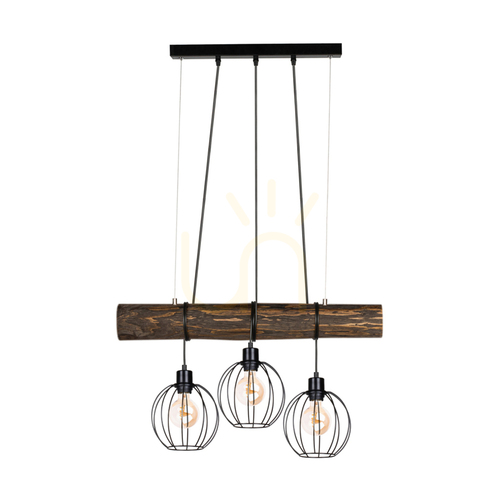 Kontrollera Lumo taklampa, valnöt/svart, 3xE27, 70 cm