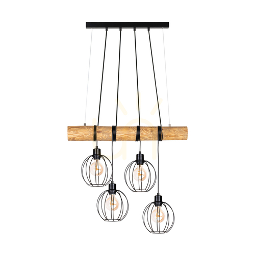 Kontrollera Lumo taklampa, brun/svart, 4xE27, 90 cm