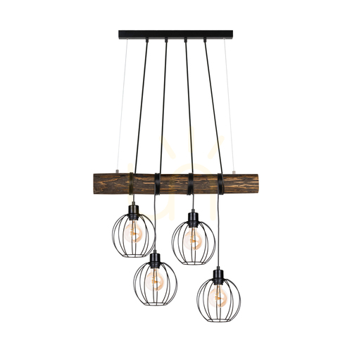 Kontrollera Lumo taklampa, valnöt/svart, 4xE27, 90 cm