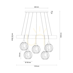 Lumo taklampa, brun/svart, 5xE27, 115 cm 2 Lumo taklampa, brun/svart, 5xE27, 115 cm small 2