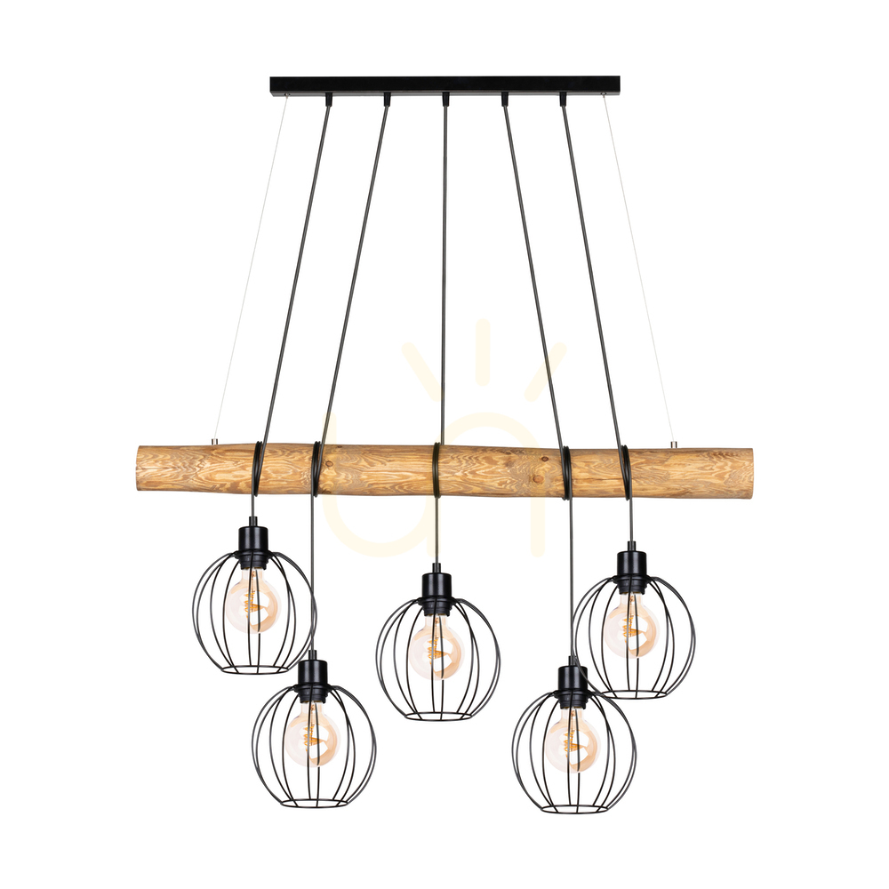 Kontrollera Lumo taklampa, brun/svart, 5xE27, 115 cm Lumo taklampa, brun/svart, 5xE27, 115 cm