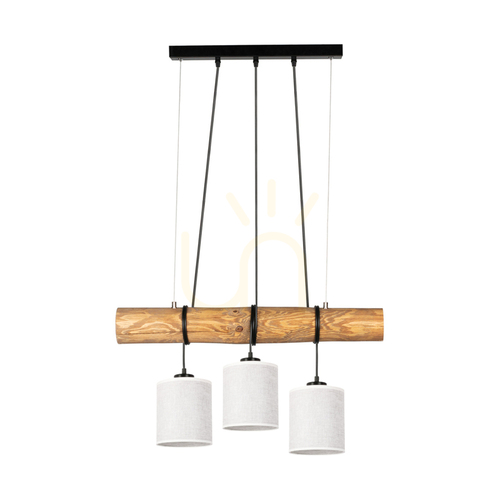 Kontrollera Treno taklampa, brun/svart, beige skärm, 3xE27, 70 cm