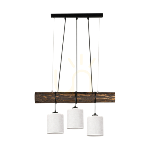 Kontrollera Treno taklampa, valnöt/svart, beige skärm, 3xE27, 70 cm