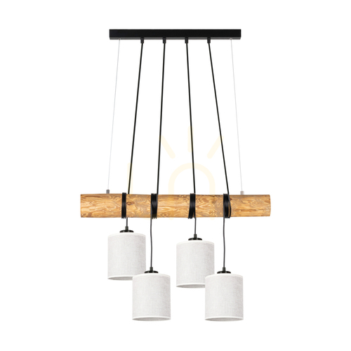 Kontrollera Treno taklampa, brun/svart, beige skärm, 4xE27, 90 cm