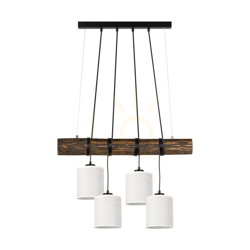 Kontrollera Treno taklampa, valnöt/svart, beige skärm, 4xE27, 90 cm