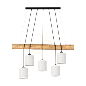 Treno taklampa, brun/svart, beige skärm, 5xE27, 115 cm small 0
