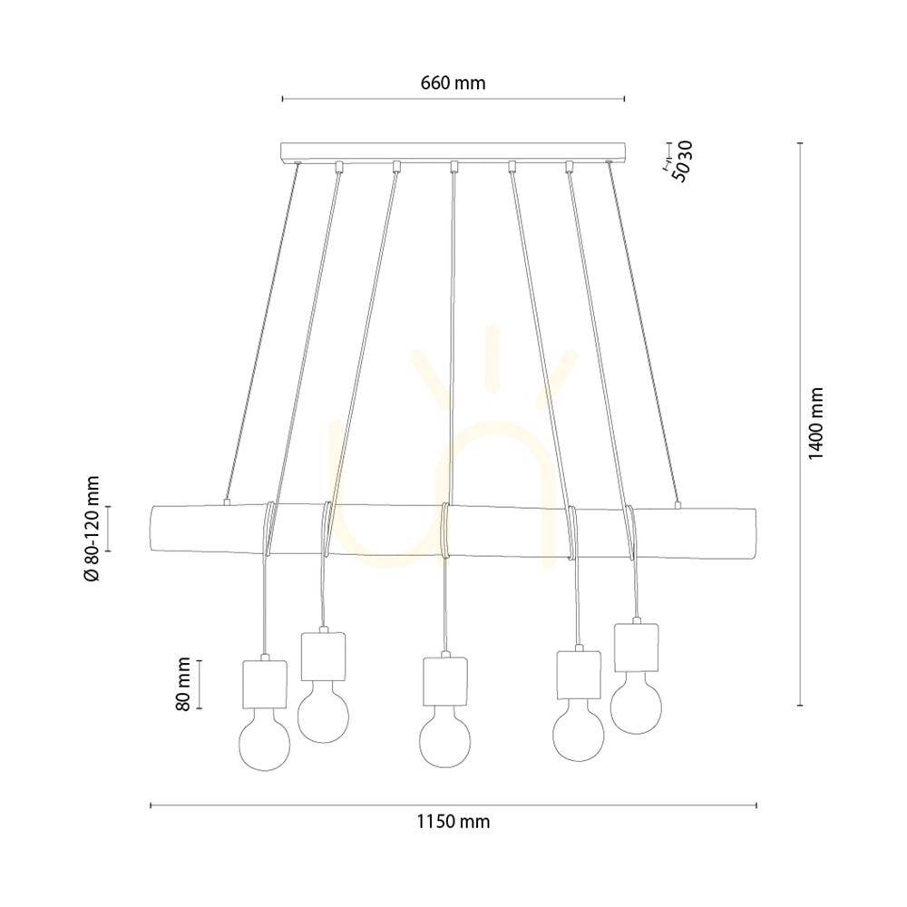 Utsikt Skog taklampa, brun/svart, 5xE27, 115 cm Skog taklampa, brun/svart, 5xE27, 115 cm