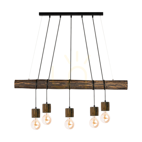 Kontrollera Skog taklampa, valnöt/svart, 5xE27, 115 cm