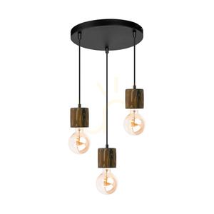 Skog taklampa, valnöt/svart, 3xE27, Ø30 cm small 0