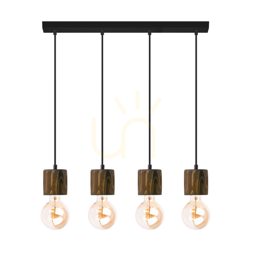 Kontrollera Skog taklampa, valnöt/svart, 4xE27, 76 cm